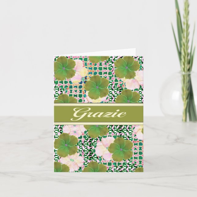 Cartão De Agradecimento Grazia Italian thank you w/ blank inside (Frente)