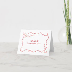 Cartão De Agradecimento Grazie, esse é um Casamento Desenhado à Mão Italia