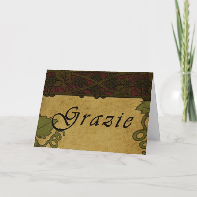 Cartão De Agradecimento Grazie Grape Vines - Thank You Card (Frente)