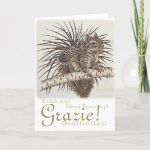Cartão De Agradecimento Grazie! Scoiattolino Multilingual Thanks Squirrel