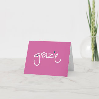 Cartão De Agradecimento Grazie Thank you in any language Fuchsia Note Card