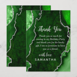Cartão De Agradecimento Green and Silver Agate Birthday Party
