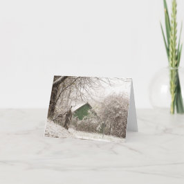 Cartão De Agradecimento Green Barn in Snow