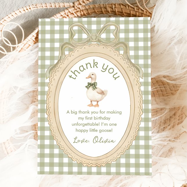 Cartão De Agradecimento Green Bow One Silly Goose Birthday Thank You Card (Criador carregado)