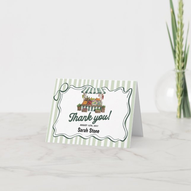 Cartão De Agradecimento Green Bridal Shower Thank You (Frente)