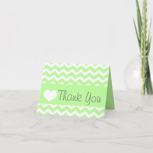 Cartão De Agradecimento Green Chevron Thank You Note (Frente)