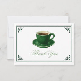 Cartão De Agradecimento Green Coffee Cup Baby Shower Elegant Thank You
