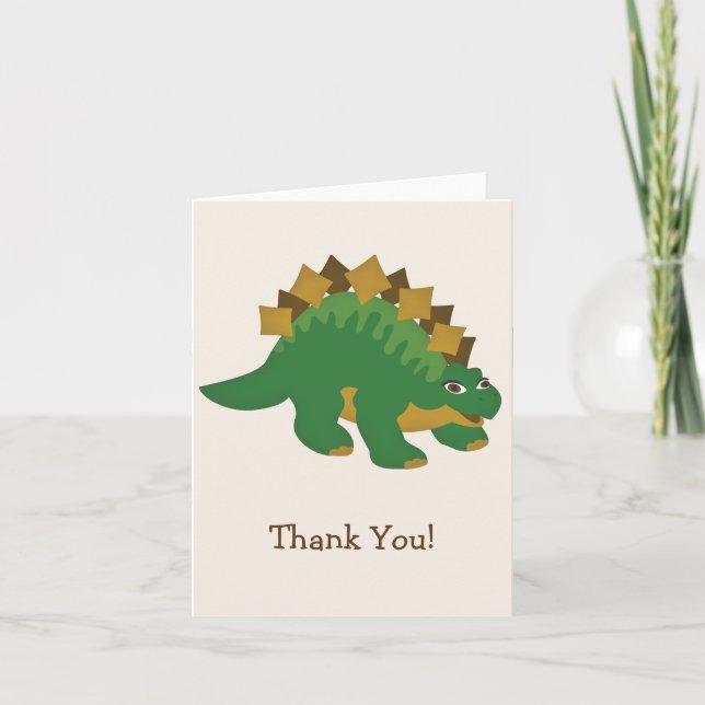 Cartão De Agradecimento Green Dinosaur, Stegosaurus Thank You (Frente)