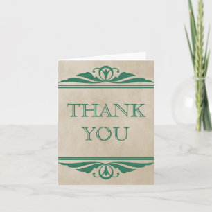 Cartão De Agradecimento Green Elegant Deco Thank You Card