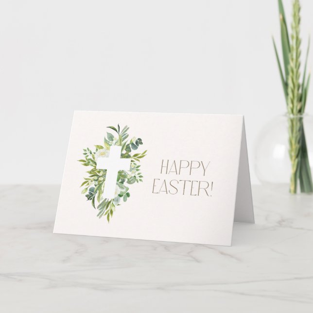 Cartão De Agradecimento Green Eucalyptus Design Easter Holiday Card (Frente)