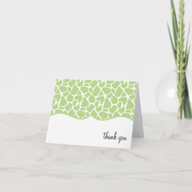Cartão De Agradecimento Green Giraffe Print Thank You Notes (Frente)