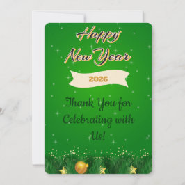 Cartão De Agradecimento Green Gold New Year Thank You Card