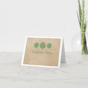 Cartão De Agradecimento Green Grunge D20 Dice Gamer Thank You Card