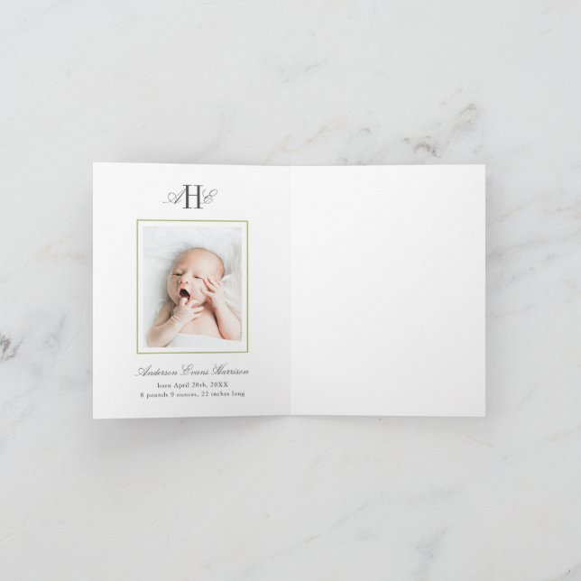 Cartão De Agradecimento Green Hydrangea Flower Baby Shower Baby Photo (Interior)