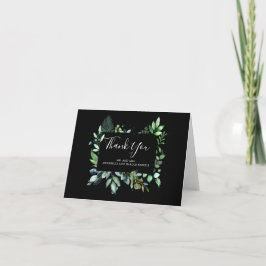 Cartão De Agradecimento Green Leaves Watercolor Thank You