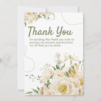 Cartão De Agradecimento Green Organic Floral Thank You Card