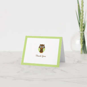 Cartão De Agradecimento Green Owl Custom Folded Thank You Cards