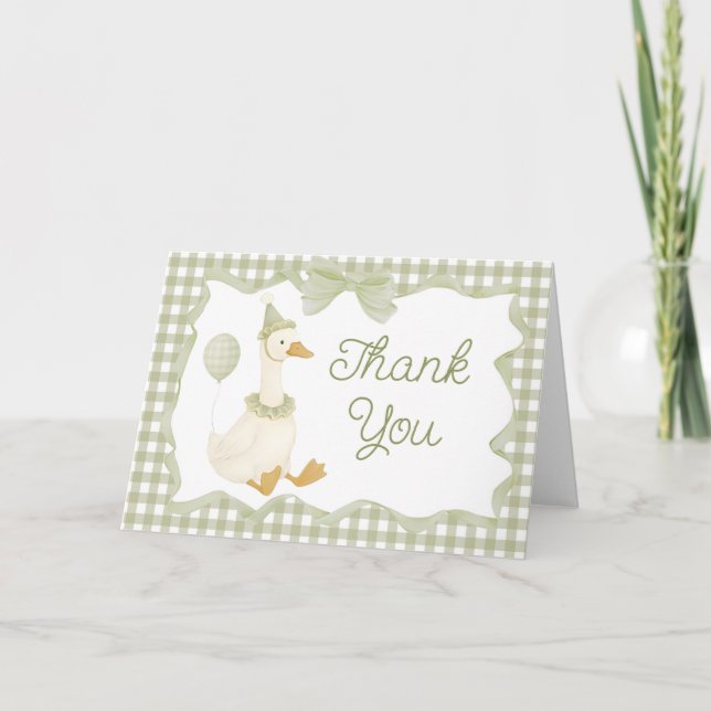 Cartão De Agradecimento Green Silly Goose Baby Shower Thank You Card (Frente)