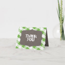 Cartão De Agradecimento Green & White Gingham Canvas Thank You Cards