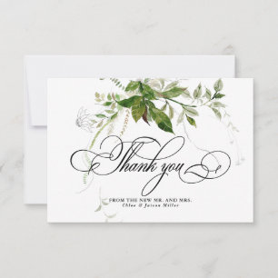 Cartão De Agradecimento Greenery Botanicals Watercolor Calliografia Casame