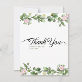 Cartão De Agradecimento Greenery Elegant e Belo Casamento Floral