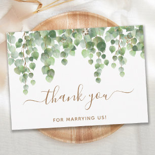 Cartão De Agradecimento Greenery Eucalyptus Dourado Script Wedding Oficien