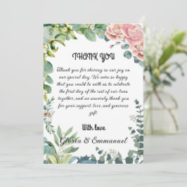 Cartão De Agradecimento Greenery Eucalyptus Sai Floral Casamento