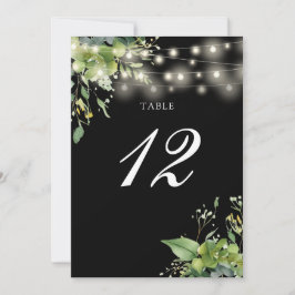 Cartão De Agradecimento Greenery Floral String Lights Table Number
