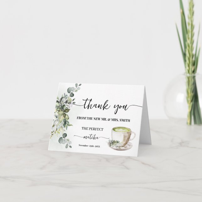 Cartão De Agradecimento Greenery Perfect Matcha Thank You Card Folded (Frente)