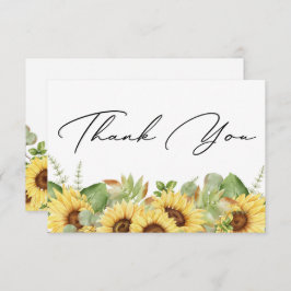 Cartão De Agradecimento Greenery Sunflower Obrigado Chá de fraldas