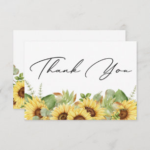 Cartão De Agradecimento Greenery Sunflower Obrigado Chá de fraldas