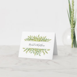 Cartão De Agradecimento Greenery Wedding Dobrado