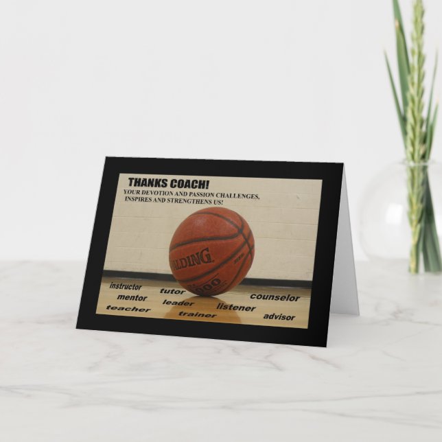 Cartão De Agradecimento Greeting Card "Thank You-COACH" 5x7 w/plain wht en (Frente)