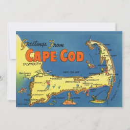 Cartão De Agradecimento Greetings From Cape Cod 5x7 Map Postcard