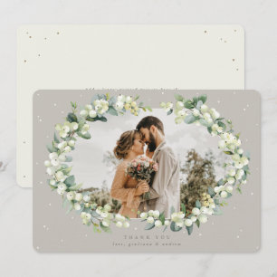 Cartão De Agradecimento Greige/Cream Snowberry+Eucalyptus Foto de Casament