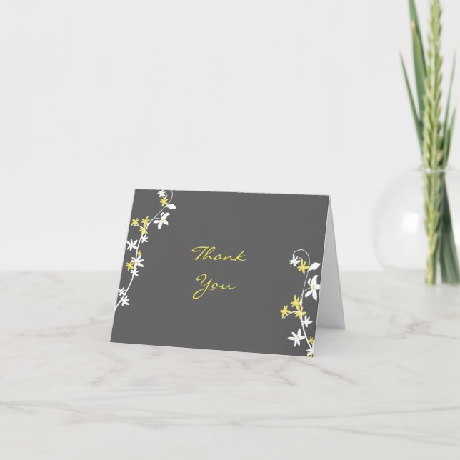 Cartão De Agradecimento Grey and Yellow Thank You cards (Frente)