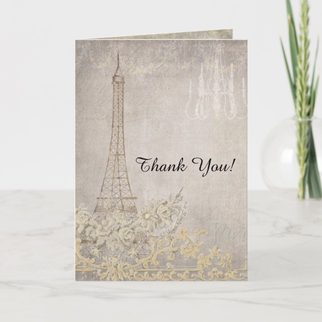 Cartão De Agradecimento Grey Thank You Notes Paris City of Love Wedding (Frente)