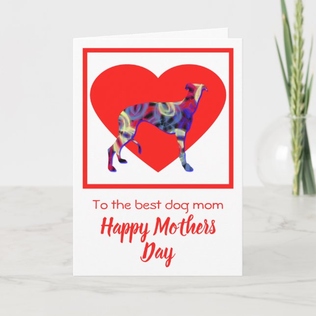 Cartão De Agradecimento Greyhound Dog Red Heart Day Card (Frente)