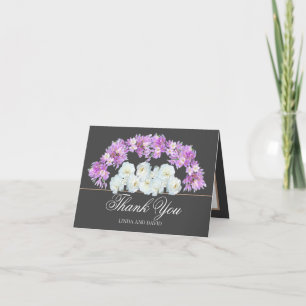 Cartão De Agradecimento Grinalda de Crocus Elegante & Rosas Brancas Agrade
