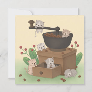 Cartão De Agradecimento Grinder de café e Kittens Ilustração de Arte