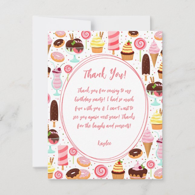 Cartão De Agradecimento Gritar para Sorvetes garotas bonitinhas (Frente)