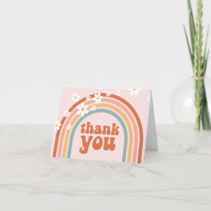 Cartão de agradecimento groovy daisy boho arco-íri