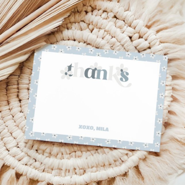 Cartão De Agradecimento Groovy Daisy Modern Boho Birthday (Criador carregado)