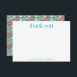 Cartão De Agradecimento Groovy Retro Flowers Turquoise Bat Mitzvah<br><div class="desc">50 Retro Groovs Flores Turquesa Cartões de agradecimentos Mitzvah Azul e Bat Rosa Quente</div>