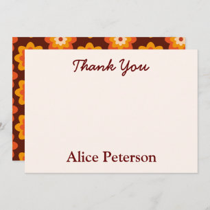 Cartão De Agradecimento Groovy Retro Hippie Flower Chá de panela Obrigado