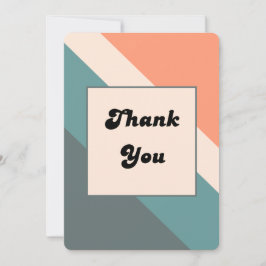 Cartão De Agradecimento Groovy-Retro Orange & Dusty Blue Wedding Thank You
