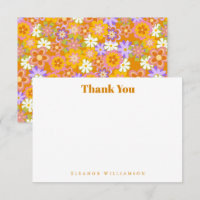 Groovy Vintage Laranja Floral Banho Personalizado