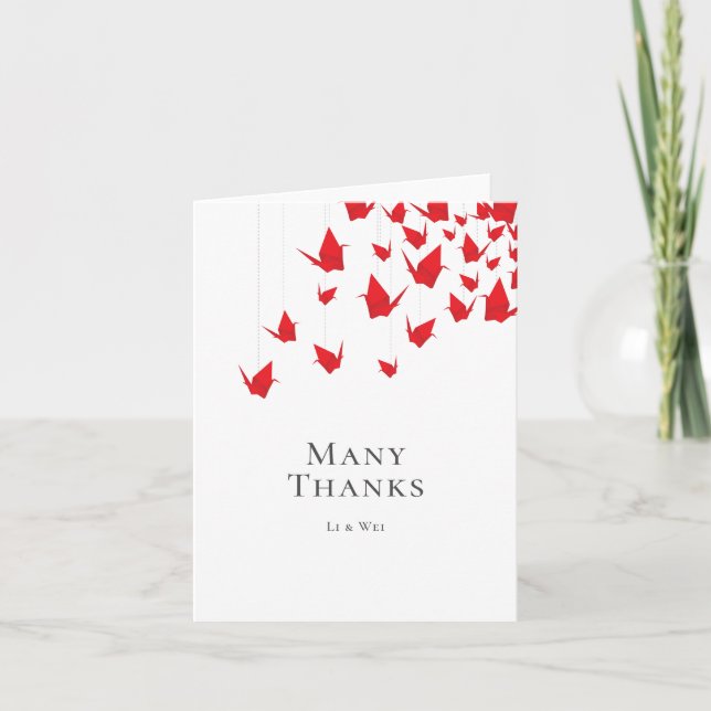 Cartão De Agradecimento Gruas De Papel Origami (Frente)