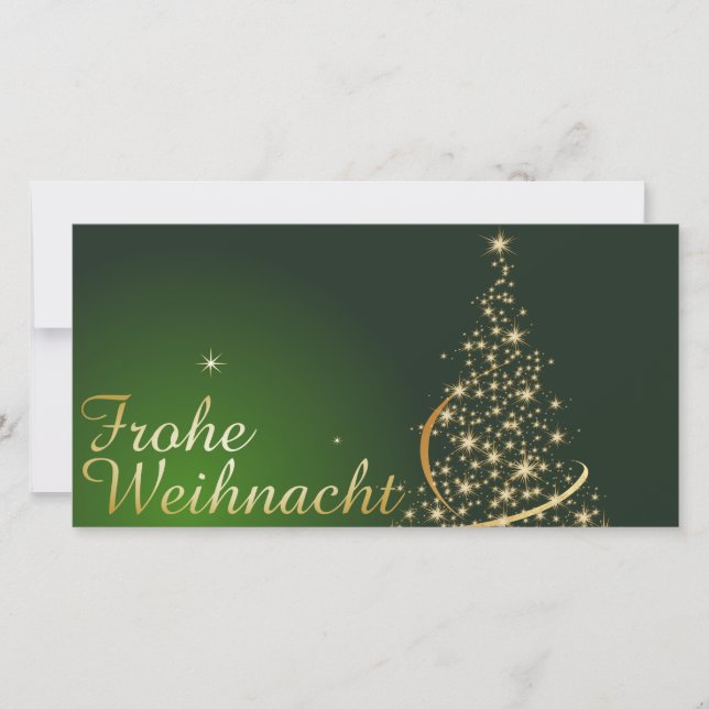 Cartão De Agradecimento Grünes Weihnachtsmočimit goldenem Weihnachtsbaum (Frente)