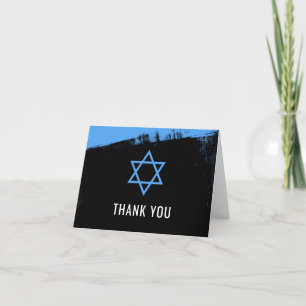 Cartão De Agradecimento Grunge Bar Azul Mitzvah Obrigado